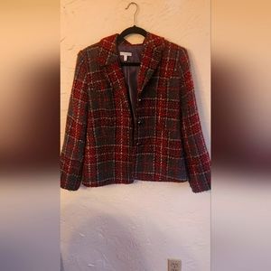 Vintage Plaid Blazer. Colors- Red, Black, Dark Grey and Beige.